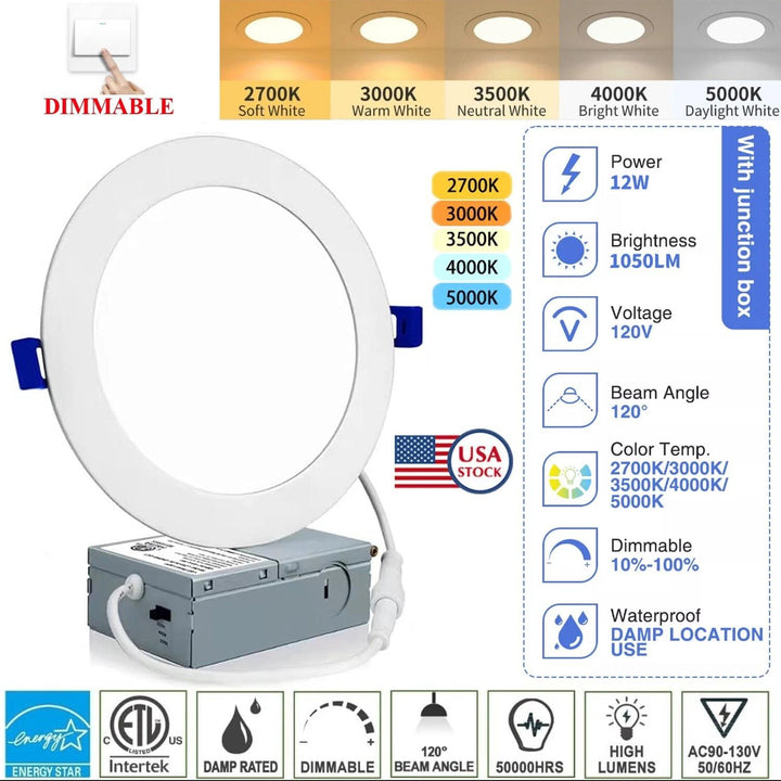 LED Ultra-Thin 6Inch 5CCT Multicolor Recessed Ceiling Lights